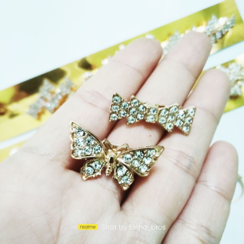 Peniti hijab jilbab - Bros Dagu - bros kecil - Bros mini - Bros hijab kupu silver satuan By Farha