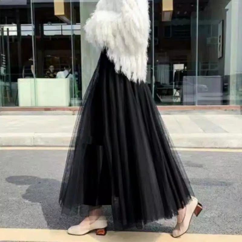 (Bisa COD) Rok tutu panjang Bkk / Rok tutu wanita maxi panjang pecah 8