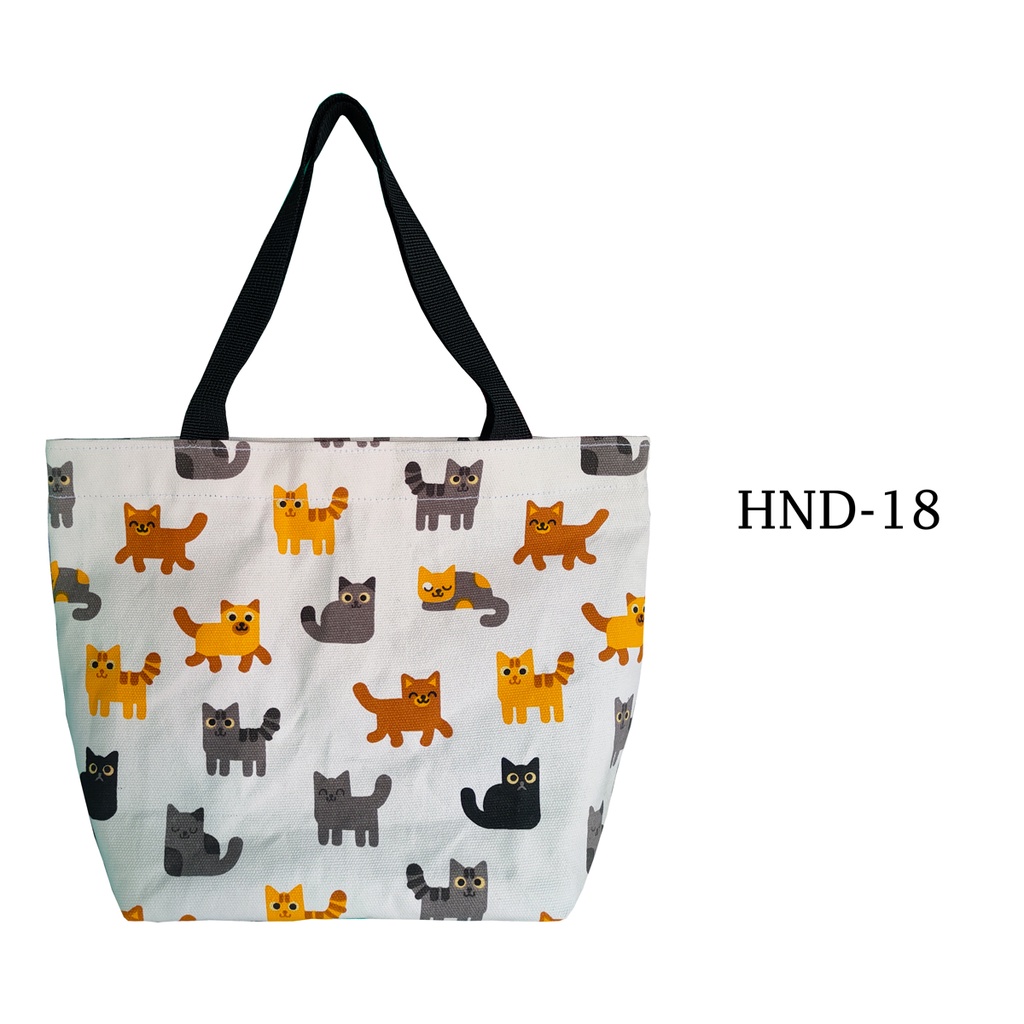 TAS KANVAS HAND BAG TAS TANGAN TOTE BAG BAHAN KAIN KANVAS TEBAL DENGAN RITSLETING MOTIF HND-18