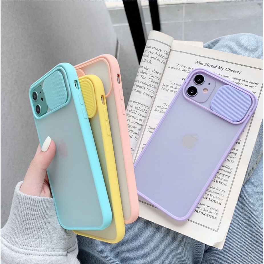 iPhone 11 12 Pro Max X XS XR 6 7 8 Plus SE 2020 Case Slide Camera Lens Protection Shockproof Phone Case Color Matte Transparent Cover