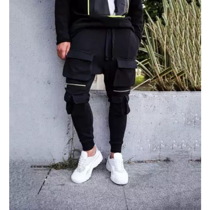 jogger pocket pants pria wanita