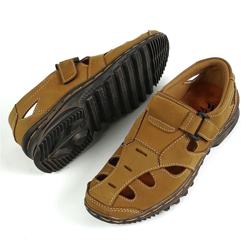 Sepatu Sandal Pria Kulit Asli Breathable Model Fisherman Original Handmade Moralist M302