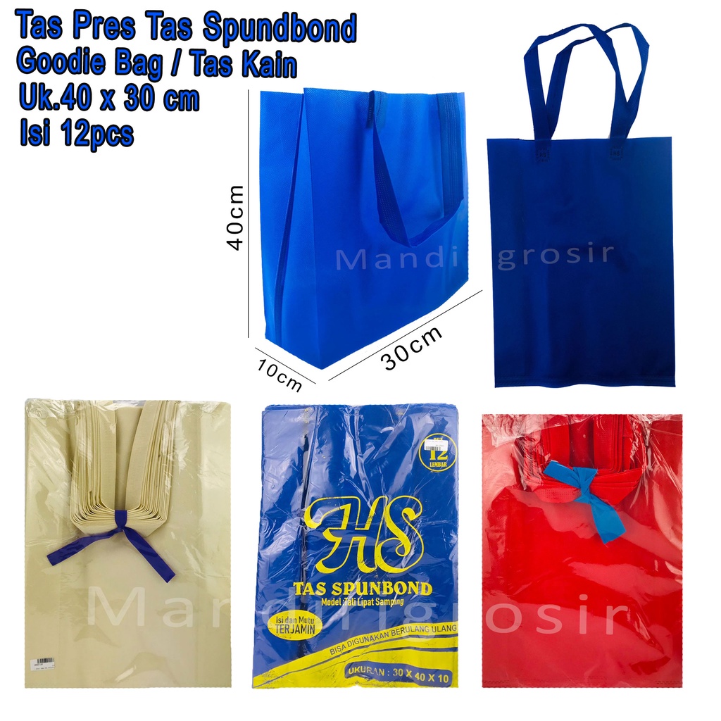 Tas Spundbond * Tas Pres * Goodie Bag * Tas Kain  * Isi 12 pcs