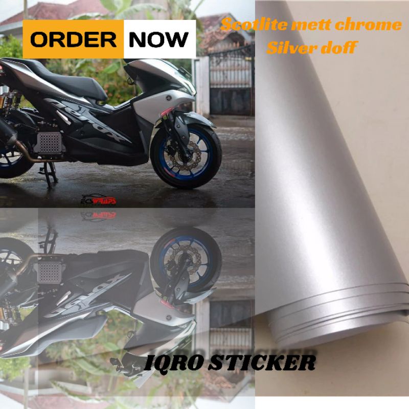 Stiker skotlet metalik krom silver doff Sticker Scotlite motor metalic chrom doff infinity