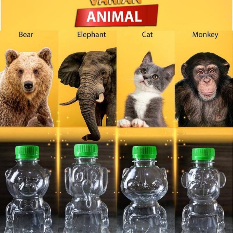 Botol 250ml Botol Plastik 250 ml PET Botol Minuman Tebal Varian Animal