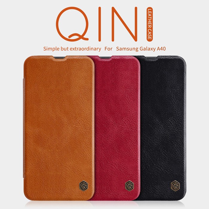 Case SAMSUNG Galaxy A40 Nillkin Qin Flip Cover Leather Hardcase Original