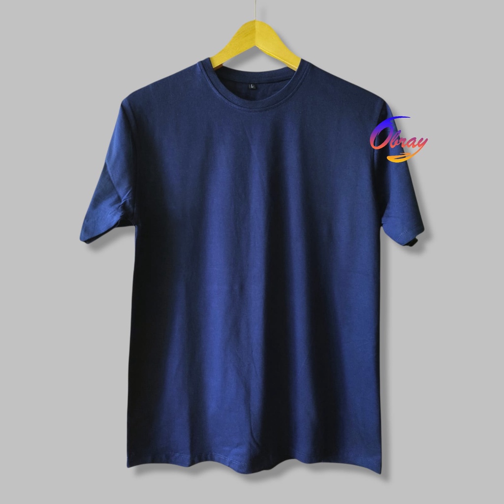 KAOS POLOS COTTON COMBED 24S [Tebal] LENGAN PENDEK Basic Tee Unisex OBRAYSTORE / T-shirt / Kaos Oblong / Baju Polos [Cewe Cowo]-Navy
