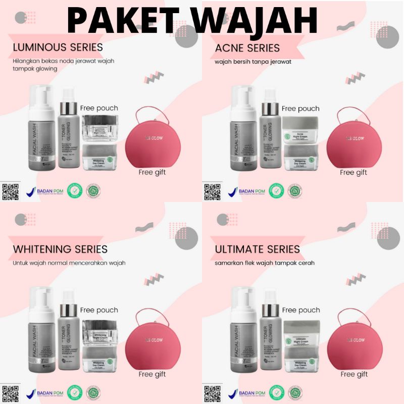 MS GLOW PAKET WAJAH WHITECELL DNA /WHITENING /LUMINOUS/ACNE/ULTIMATE/ECER