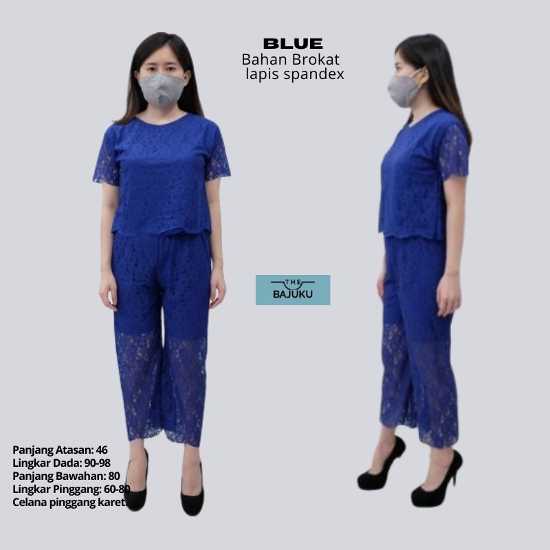 Baju Setelan Wanita Pesta Set Atasan Dan Bawahan Celana Panjang Wanita Brokat Kerry
