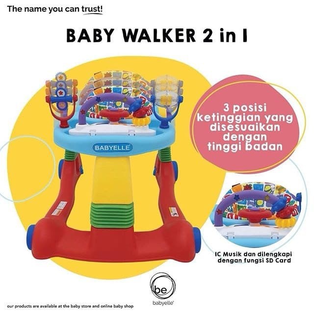 Makassar - Mainan Alat Bantu Jalan Bayi Baby Walker Activity Walker BabyElle 0188 / Colourful Green