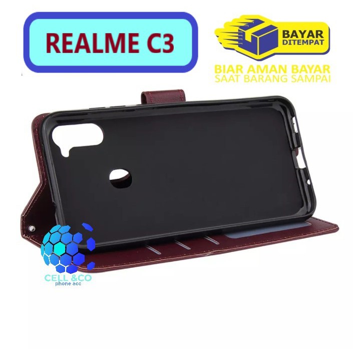 Flip cover REALME C3 Flip case buka tutup kesing hp casing hp flip case leather wallet