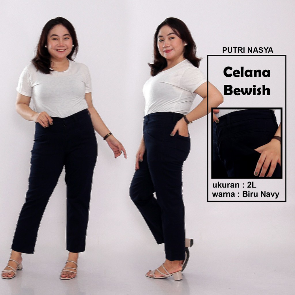 Celana Kerja Super Jumbo XXL, 4L, 5L, 6L 8L Big Size Chino Stret Army Navy Cream Moca Capucino Hitam / Celana Kantor Big Size Wanita / Celana Kerja Wanita Jumbo / Celana Karet Kekinian / Celana Bahan Formal Model Terbaru / Celana Katun Karet Super Big