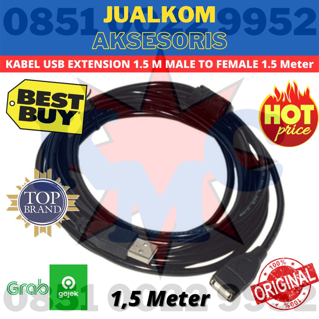 KABEL USB EXTENSION 1.5 M MALE TO FEMALE 1.5 Meter USB