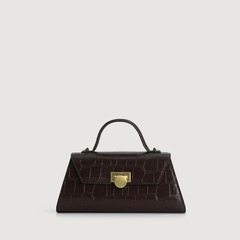 10.10 SALE | PDRO Croc-Effect Trapeze Top Handle Bag