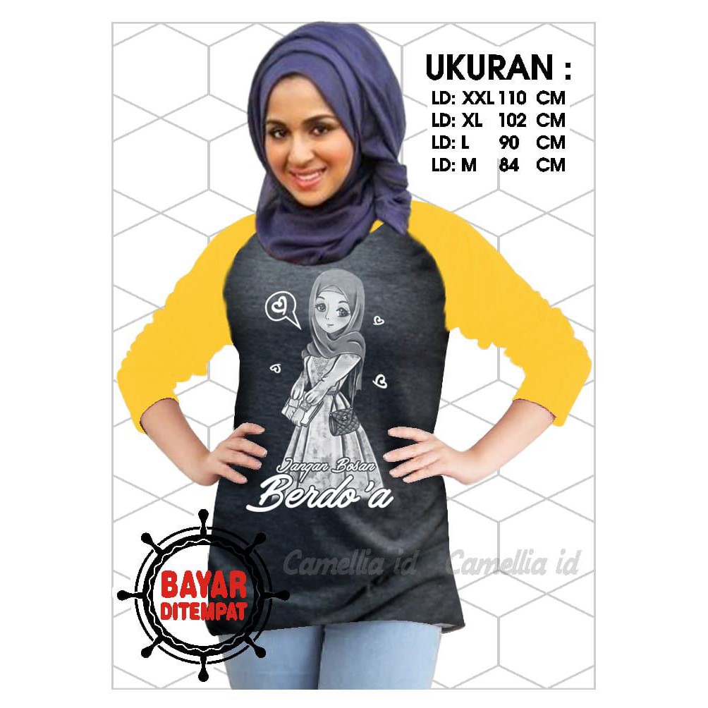 Kaos Raglan (BERDOA)/Kaos Wanita Lengan 3/4/ Kaos Wanita/ Kaos Cewe/ Kaos Oblong/Misty