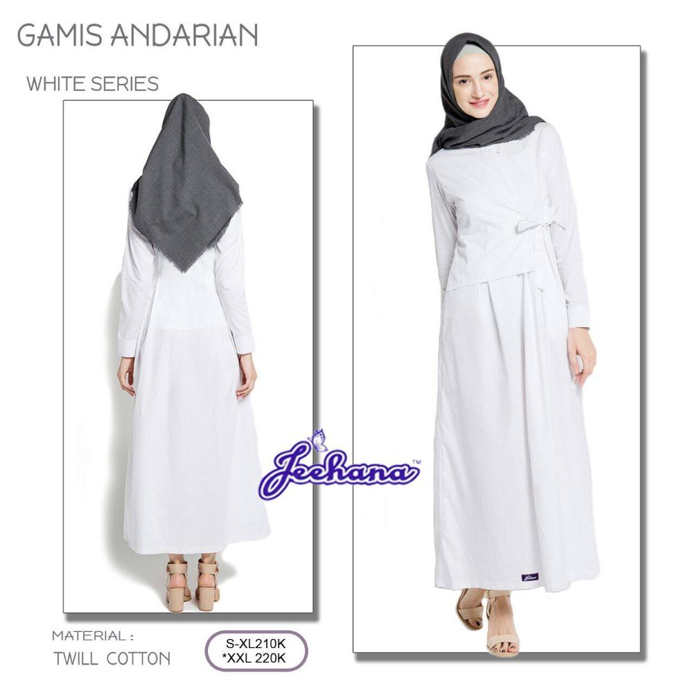 limited edition Gamis Katun - Jeehana - Gamis Andarian - SMLXL - Dress Muslim - Gamis Putih dress k