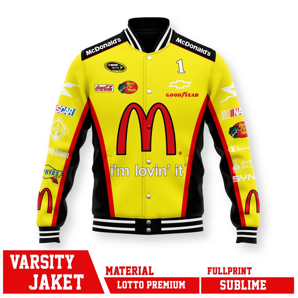 VARSITY JACKET RACING NASCAR MCD YELLOW I'M LOVIN' IT