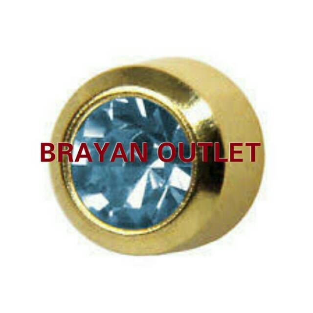 Anting/Giwang/Subang/Kerabu Tindik Telinga merk STUDEX size Medium - Permata Biru Muda