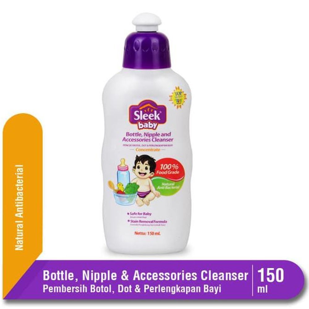 Sleek Bottle and Nipple Cleaner 150ml - Sabun Botol dan Dot Bayi - Sabun Pembersih Botol Bayi