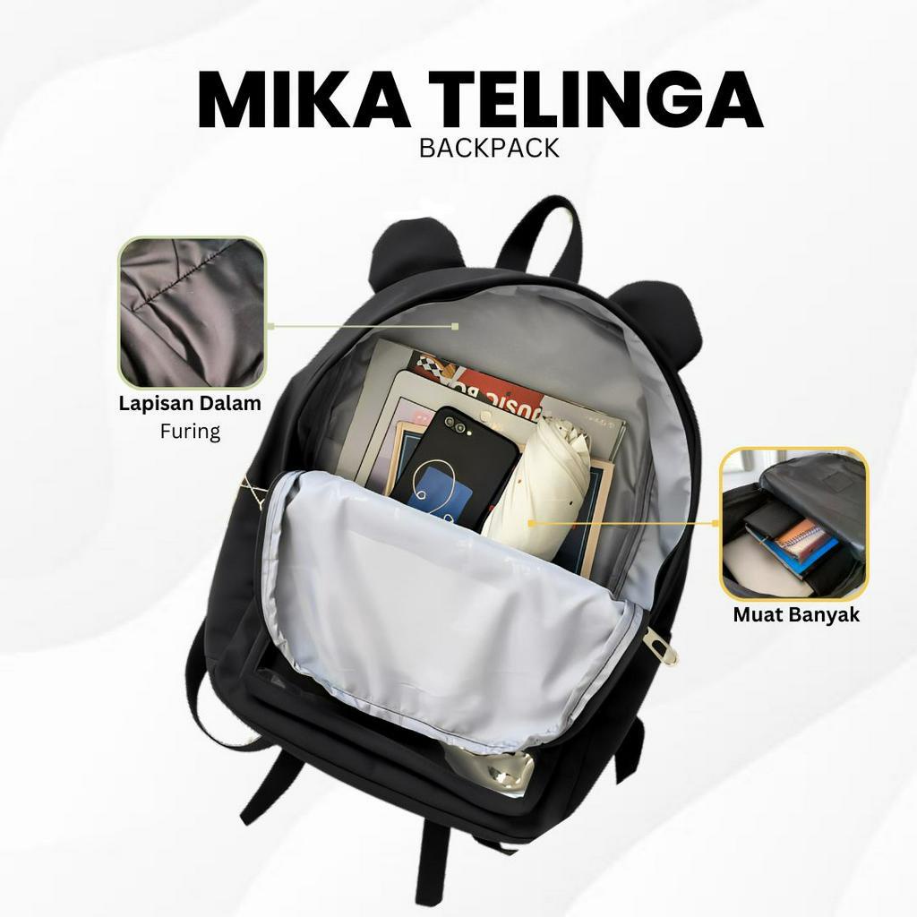 Tas Sekolah Besar Anak SD SMP SMA Ransel Mika Telinga Backpack Korea Fashion Gratis Gantungan