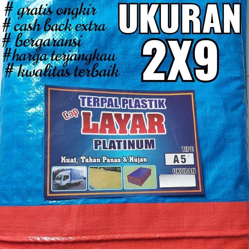 TERPAL PLASTIK A5 UKURAN 2x9 CAP LAYAR