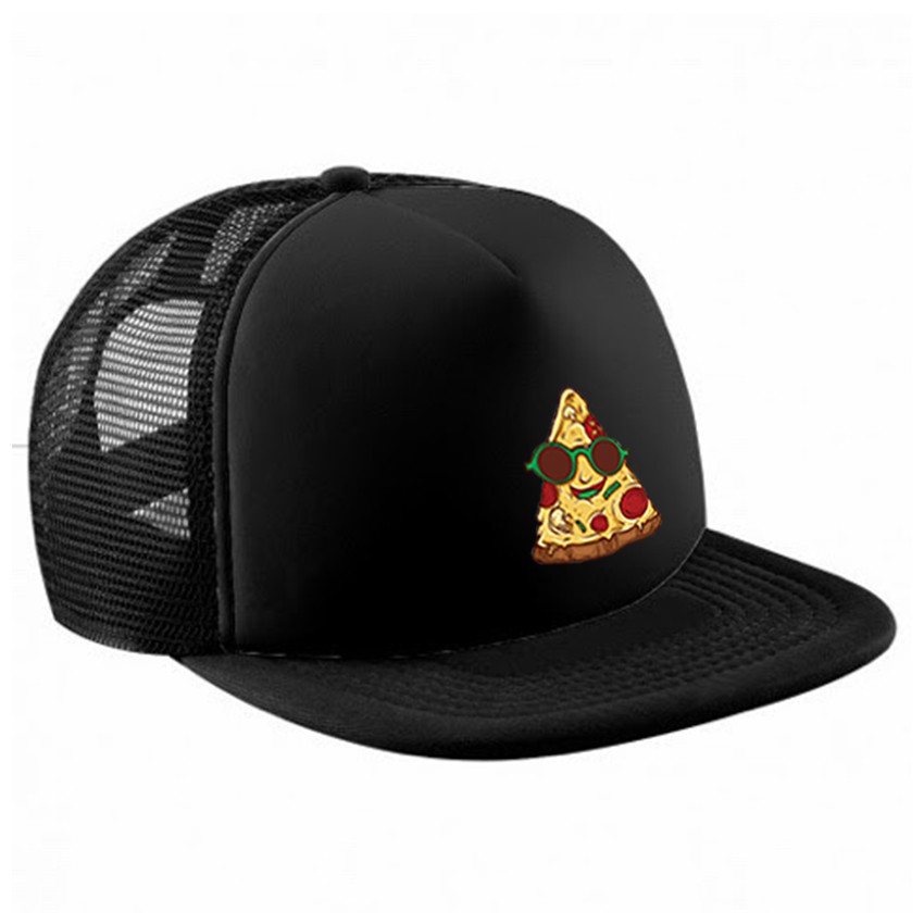 Topi Snapback Jaring Distro Pizza Uk - Black Premium