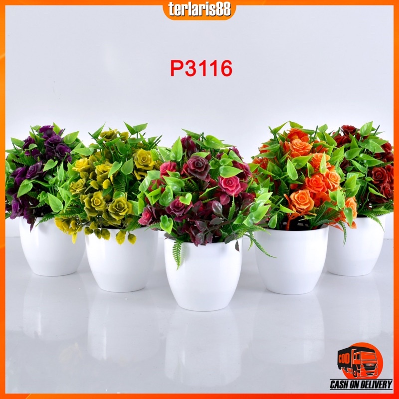 COD/ TL88 TANAMAN BUNGA HIAS POT TANAMAN HIAS DEKORASI RUMAH  DAN BUNGA PLASTIK  P3116
