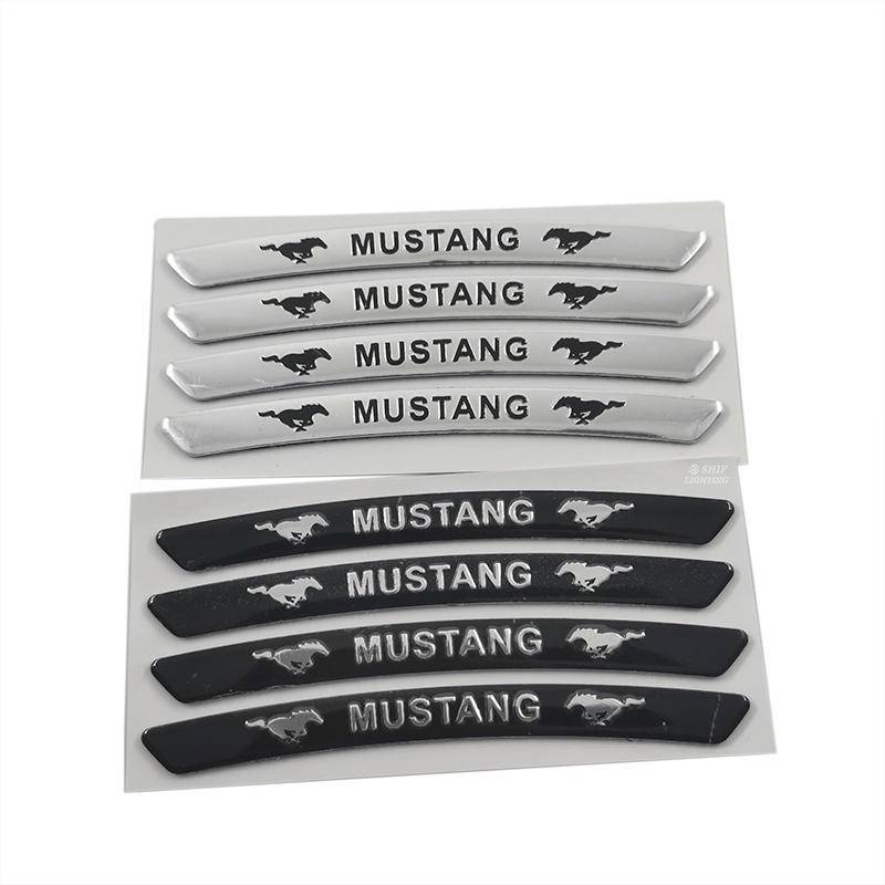 4 x Aluminum MUSTANG Letter Logo Car Auto Wheel Tire Decorative Emblem Badge Sticker Decal FORD MUSTANG