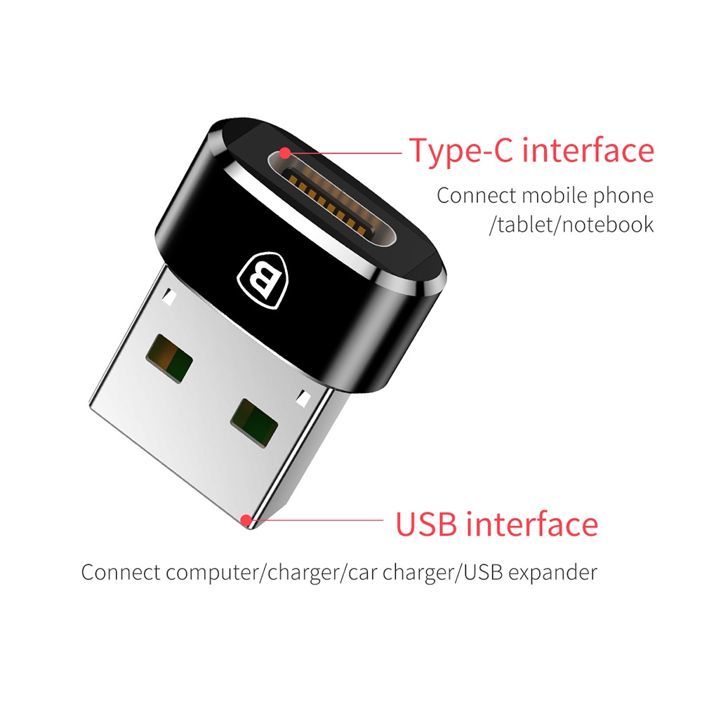 Baseus USB Type C Female to USB Adapter - CAAOTG-01 - Black