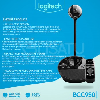 Logitech BCC950 Conference Cam WebCam Camera Garansi 3 Tahun