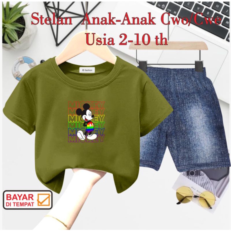 ((IB))SETELAN ANAK2 UNISEX SEMI JEANS/M1CK3Y DIGITAL SABLON