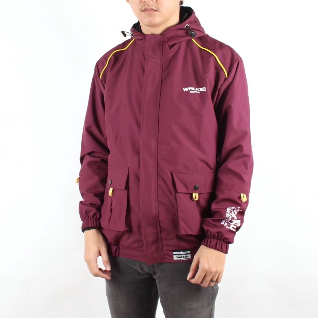 Jaket Outdoor Waterfroop Pria Taslan Hoodie Size M,L,XL