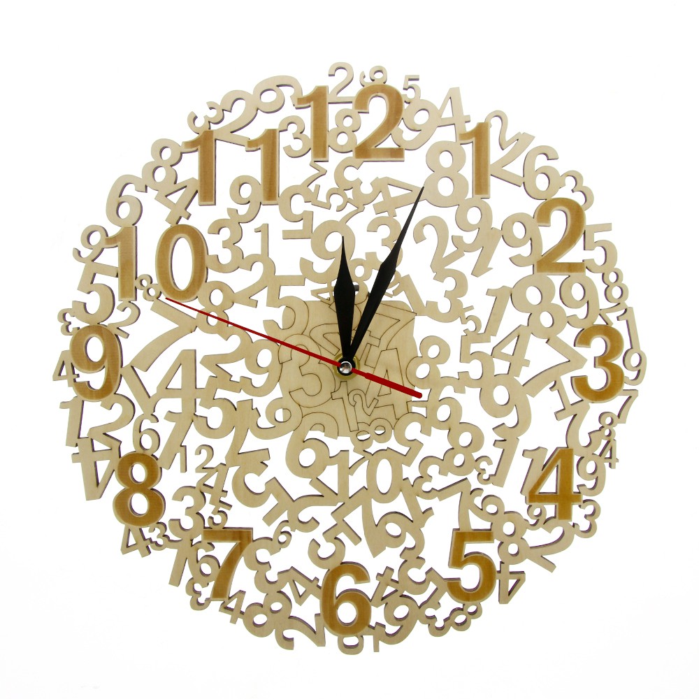 Free Ongkir Laser Cut Large Numbers Wooden Wall Clock Wood Wall Art Modern Rustic Timepiece Home Shopee Indonesia