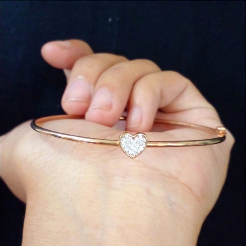 Gelang bangle hati love emas asli cantik simple