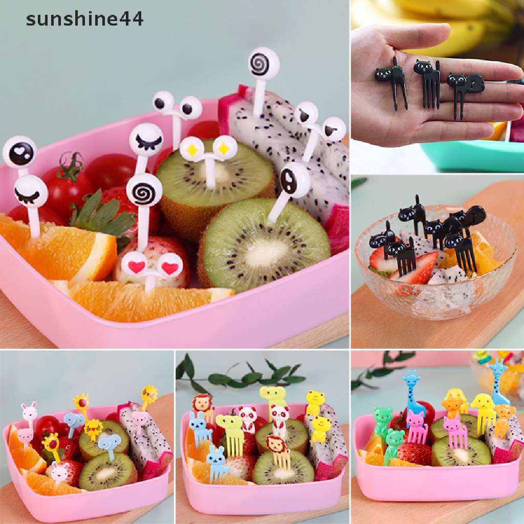 Sunshine Garpu Buah / Kue / Dessert Mini Desain Kartun Hewan Peternakan Untuk Anak