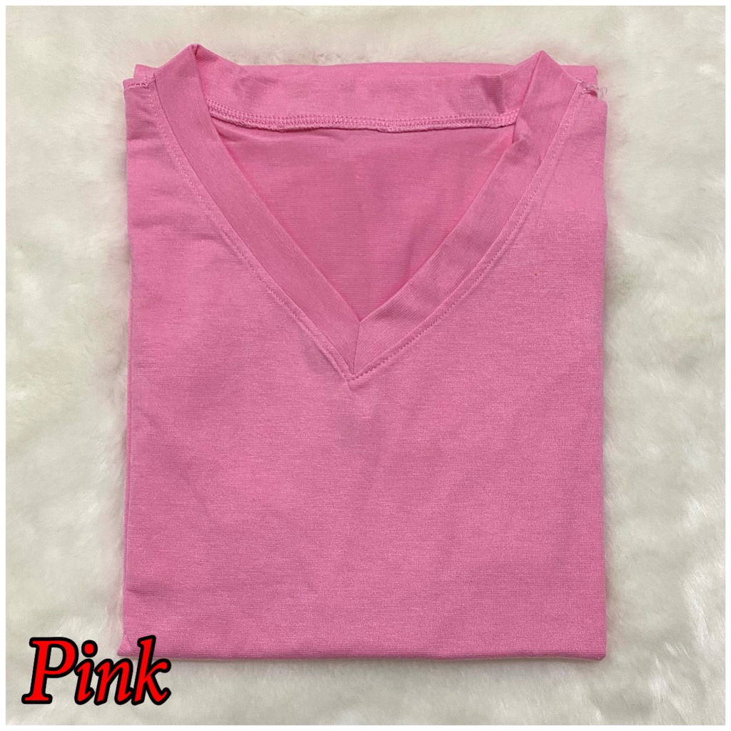 V-NECK JUMBO XXL Panjang / Kaos Polos Basic Vneck Panjang /  t-shirt / Atasan Pakaian Wanita Murah-TPJ V-XXL - PINK