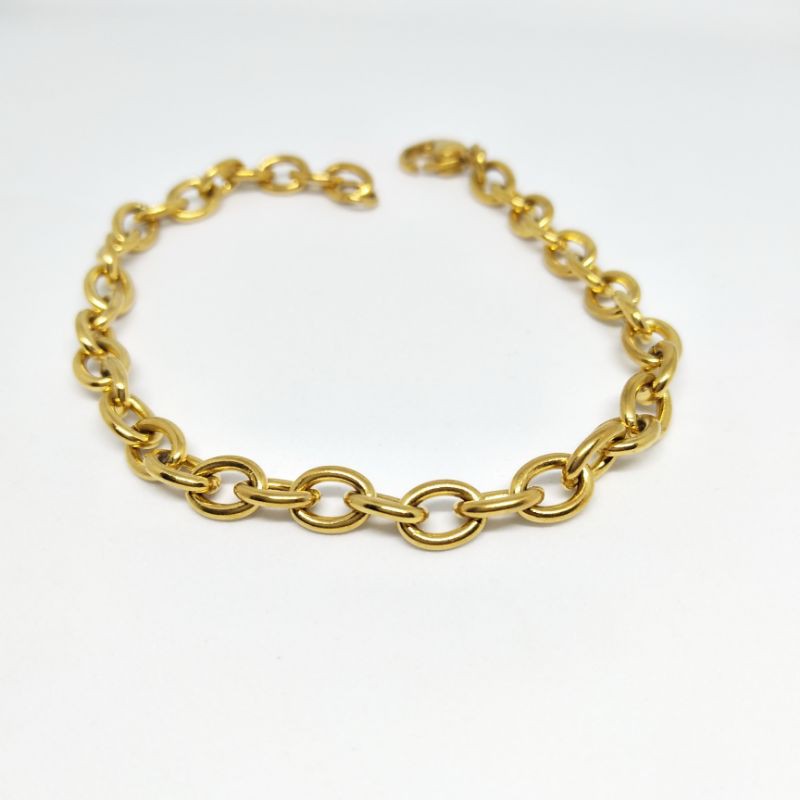 Gelang Titanium Rantai Gold polos Pria wanita anti karat