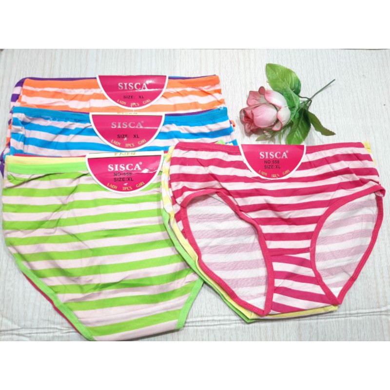 Celana dalam wanita katun 1 pck isi 3 size L/xl/xxl Cd wanita motif ranbow  sidoarjo