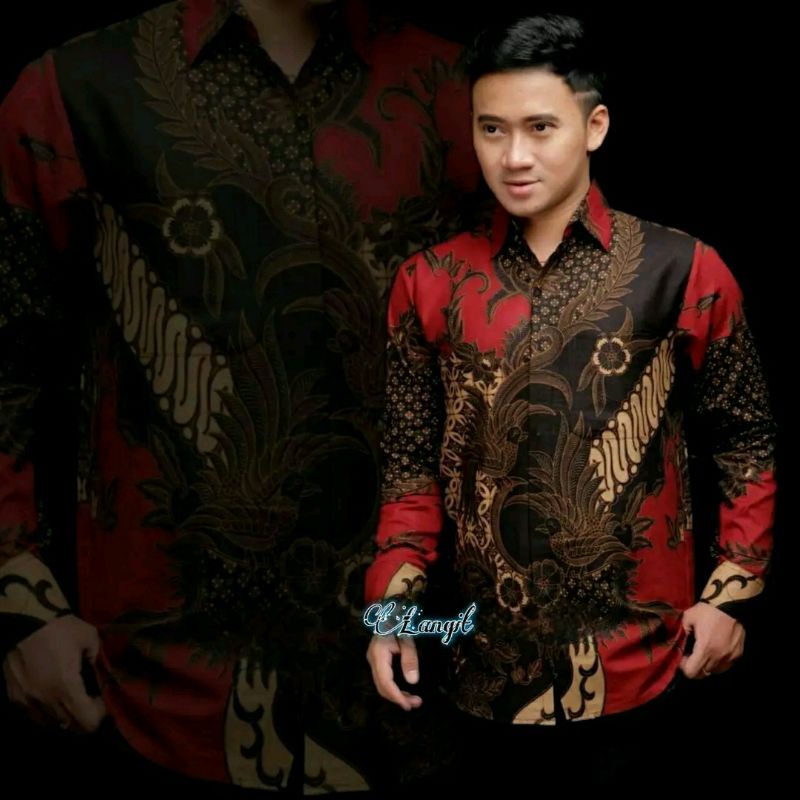 batik pria kemeja batik lengan panjang size M L XL XXL