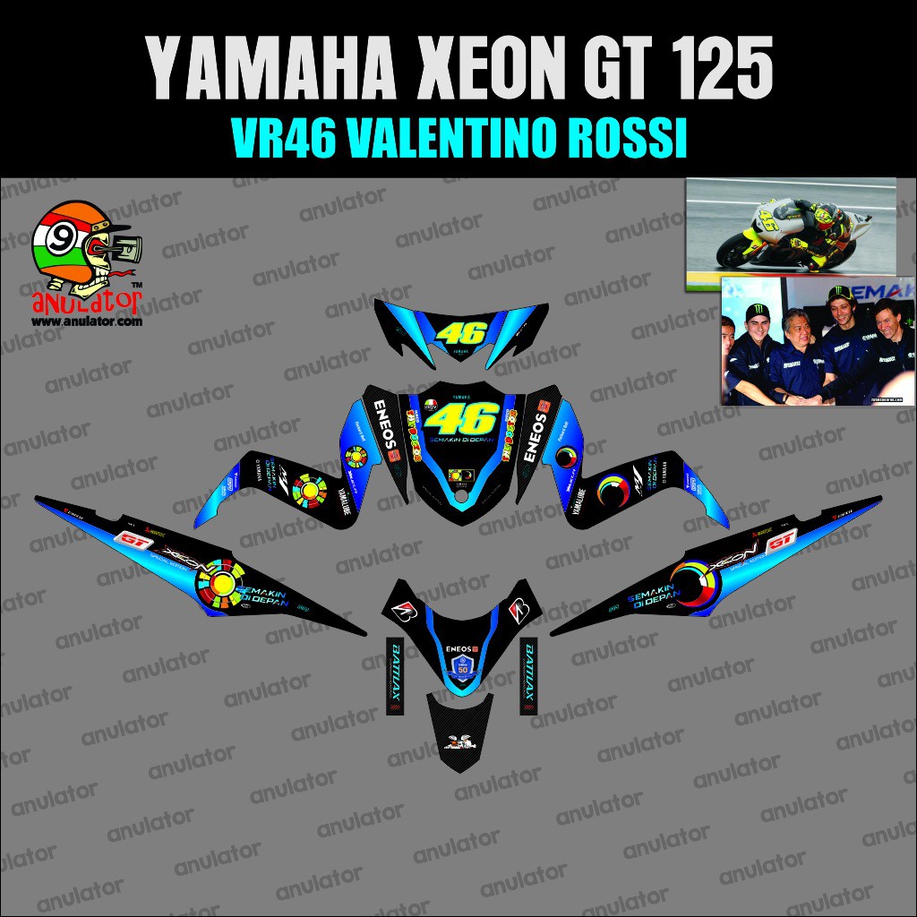 Sticker Striping Motor Stiker Xeon Gt 125 Eagle Eyes Rossi Biru