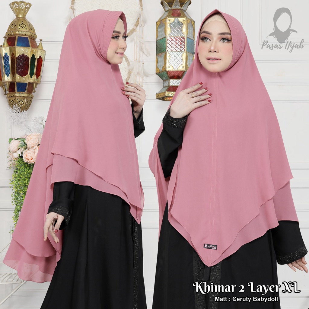 Khimar 2 Layer Size XL Ceruty Babydoll Original By Nayla Hijab Kerudung Ceruty Jumbo Pasar Hija'b