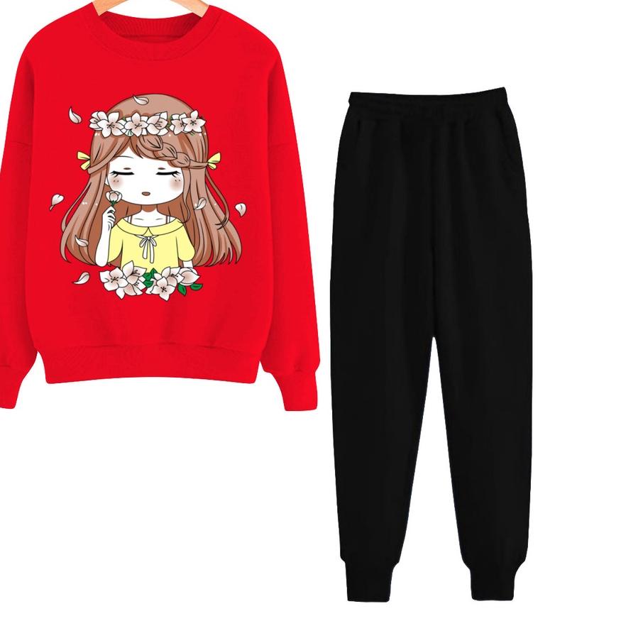 ➩ Satu Set Setelan Sweater BONEKA BIDADARI/ 1Set Sweater Anak/Size S (4-6Thn) M (7-9Thn) L(10-13thn)