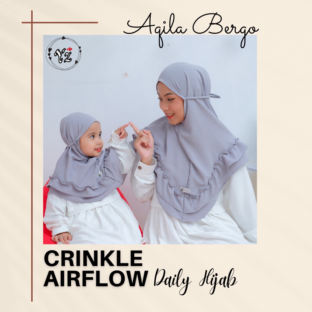 aqila bergo crinkle airflow daily hijab couple ibu dan anak