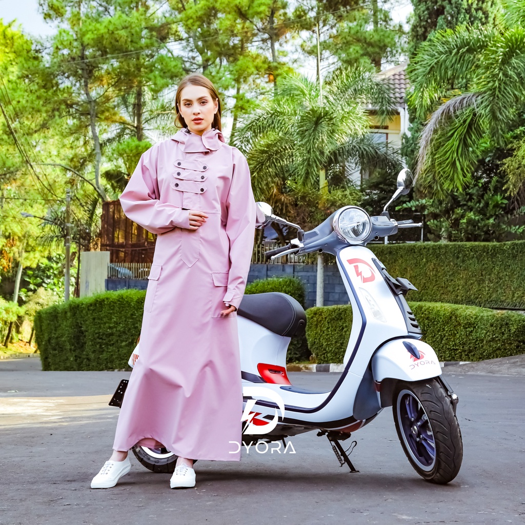 Raincoat DYORA Ghaaliya Series Pink / Jas Hujan DYORA Gamis Muslimah Mantel Rok Hujan Wanita Jas Uja