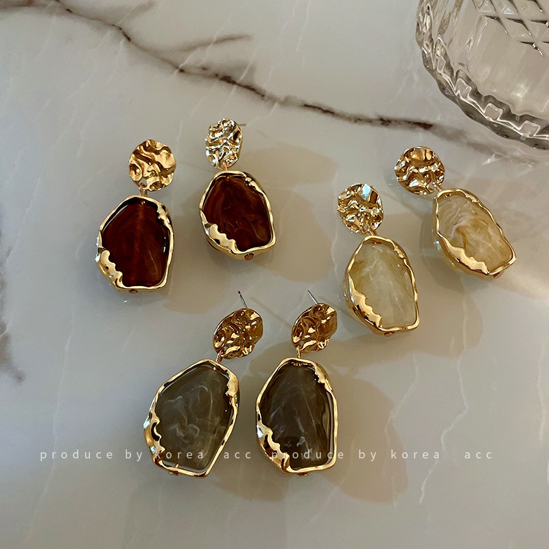 Anting Bentuk Geometris Bahan Resin Gaya Klasik