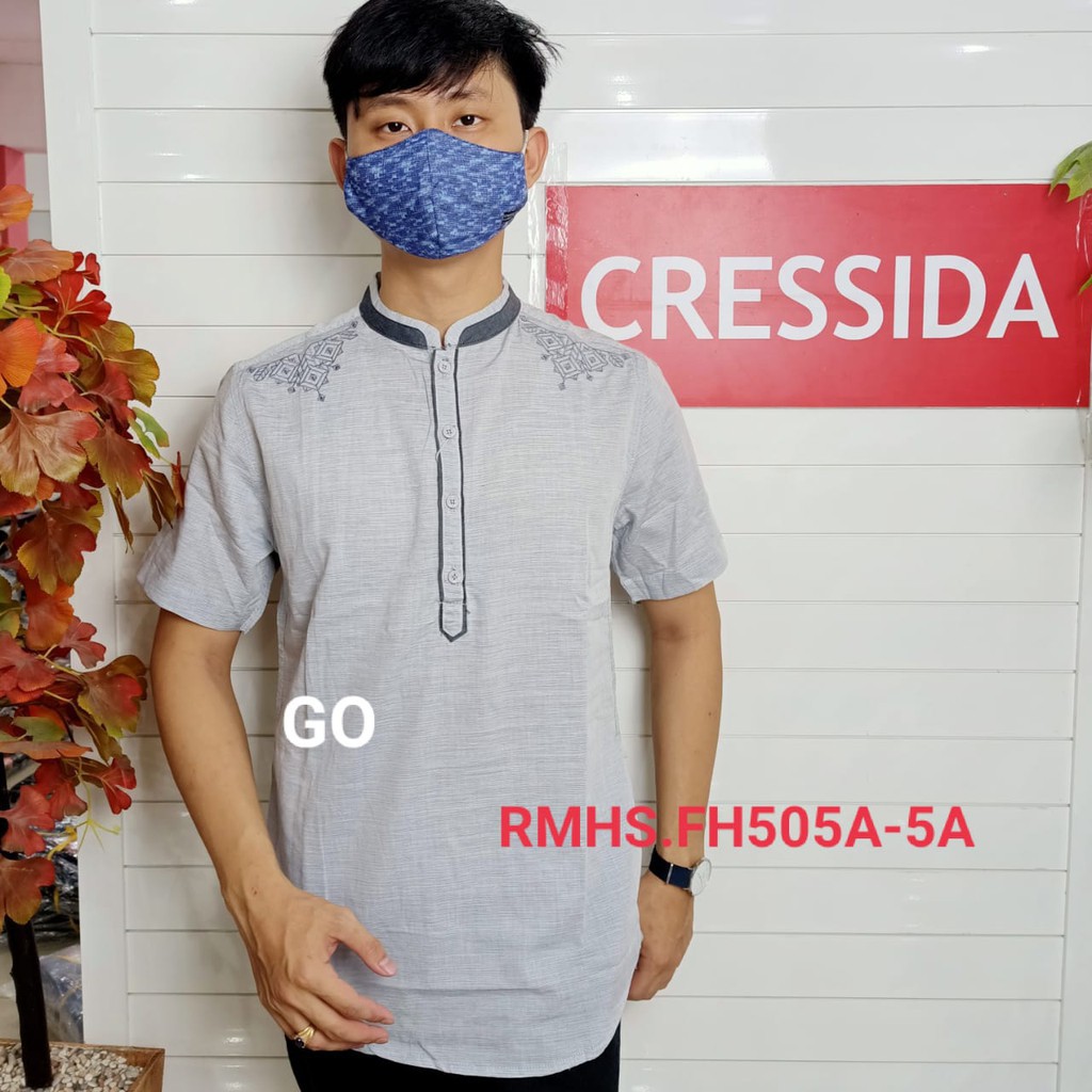 gos CRESSIDA KOKO/TAQWA Pakaian Pria Atasan Baju Muslim Kemeja Hem Slimfit Original Lengan Pendek