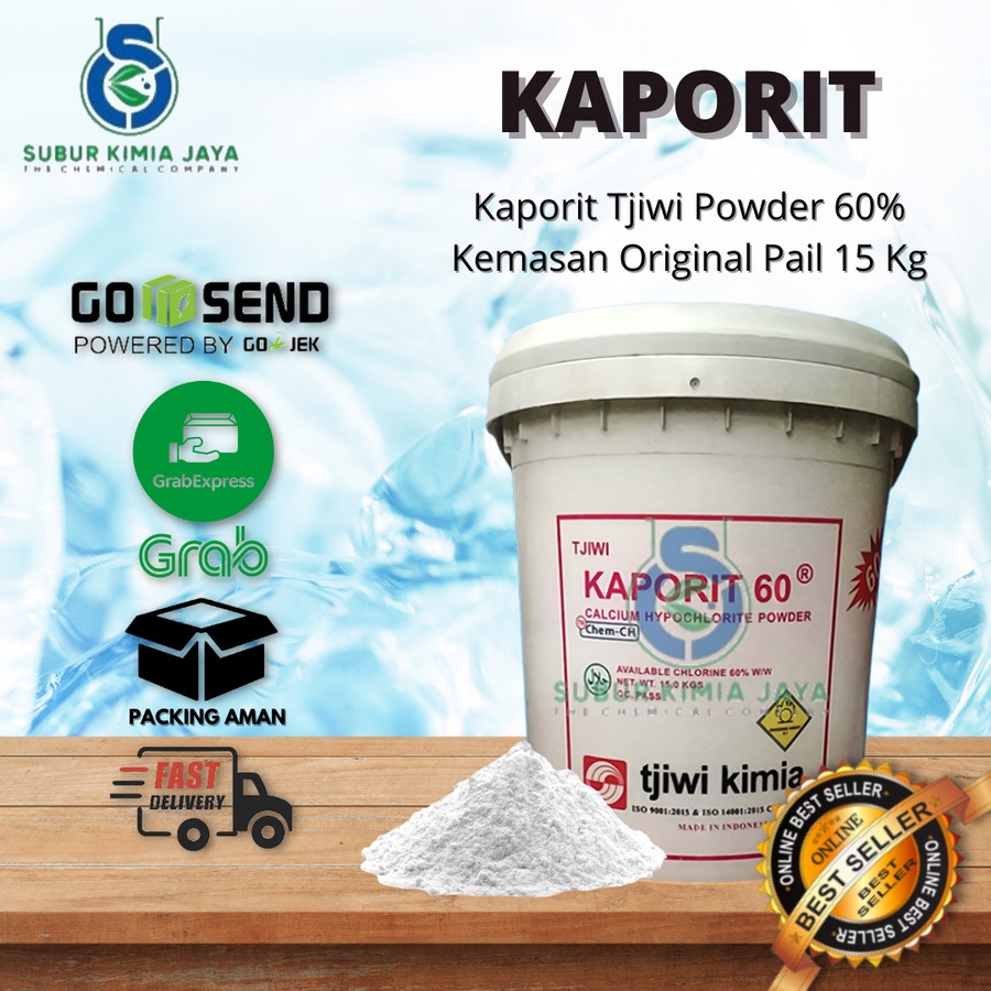 

Kaporit Bubuk 60% Tjiwi Kimia ( 1 pail ) Gojek / Grab Only/Penjernih Air Premium