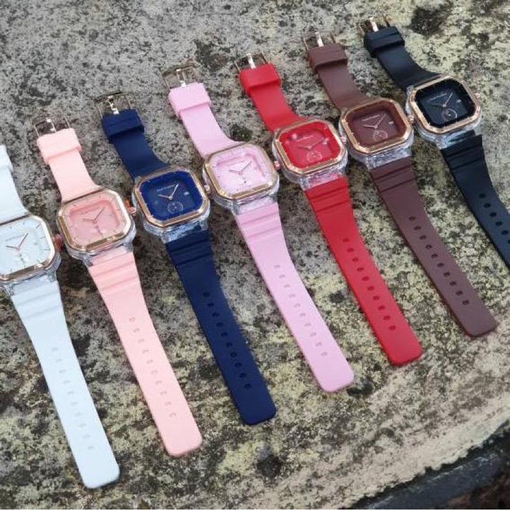 INDOMINI JT037 Jam Tangan Wanita Hush Puppies Crono Hiasan Bentuk Kotak HP-60