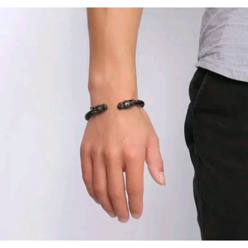 Gelang Tangan Titanium Pria Naga Hitam