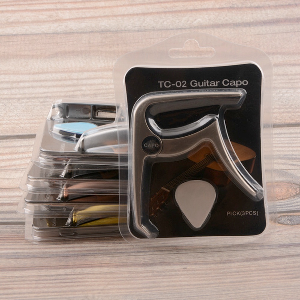 Capo Gitar Bahan Zinc Alloy Dengan 3 Picks